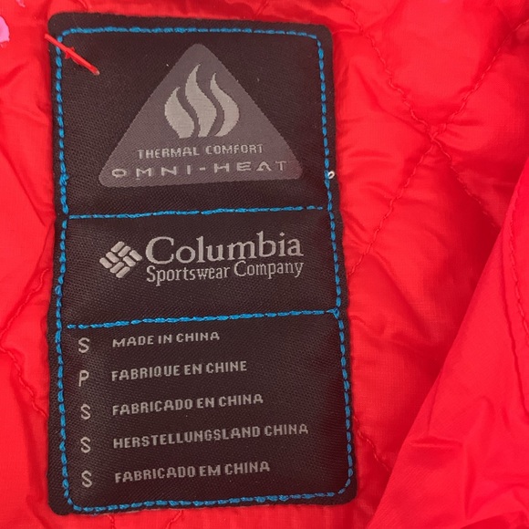 Columbia Jacket Quilted Red Thermal Heat Omni Heat Sz S - Picture 3 of 7